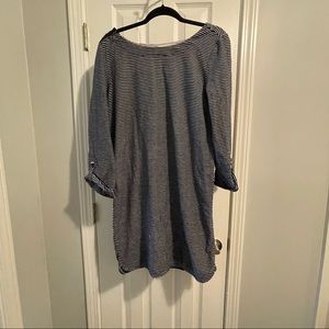 *DONATED* LOFT | Women’s Sheath Navy Blue White | Zipper Button Detail